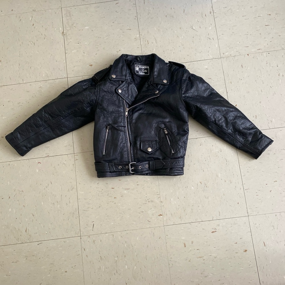 VINTAGE DIAMOND LEATHER COLLECTION  LEATHER BIKER JACKETS MINNIE MOUSE Child